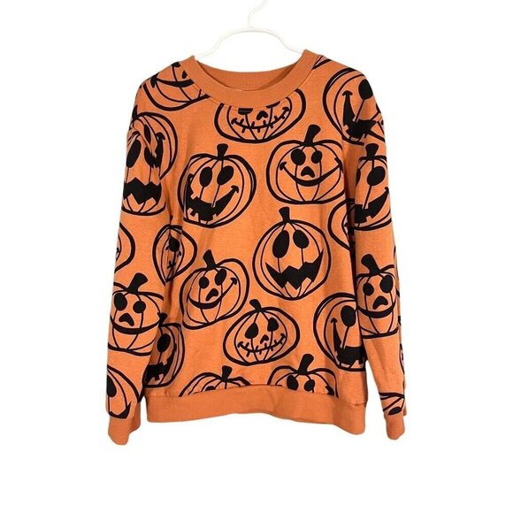 H&M Other - H&M Sweatshirt Kid 6 Orange Crew Halloween Pumpkin Parade School Preppy 80s